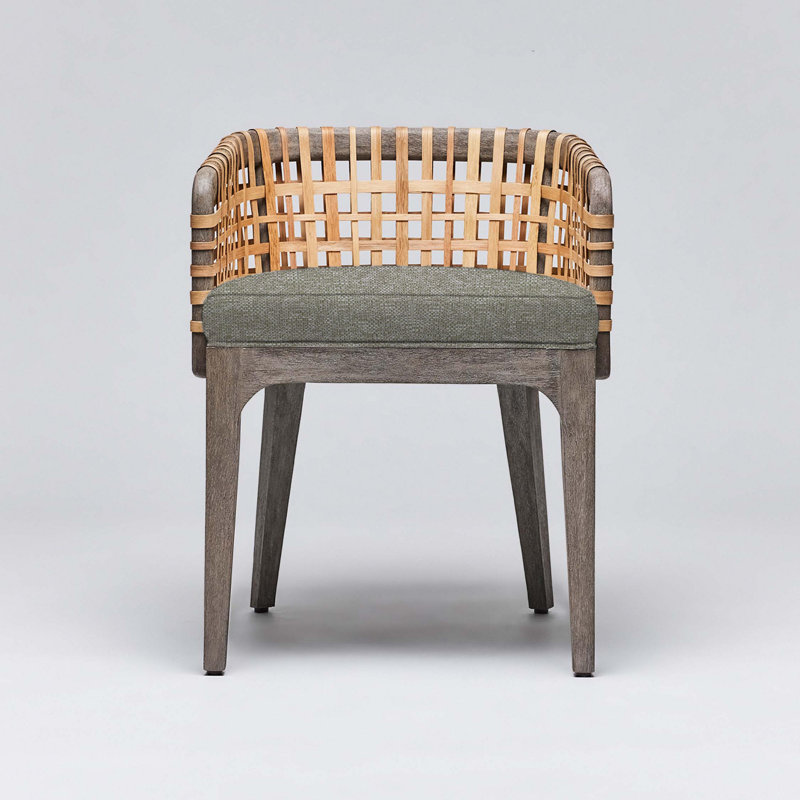Palms Upholstered Arm Chair, Gray Ceruse, Moss Tweed