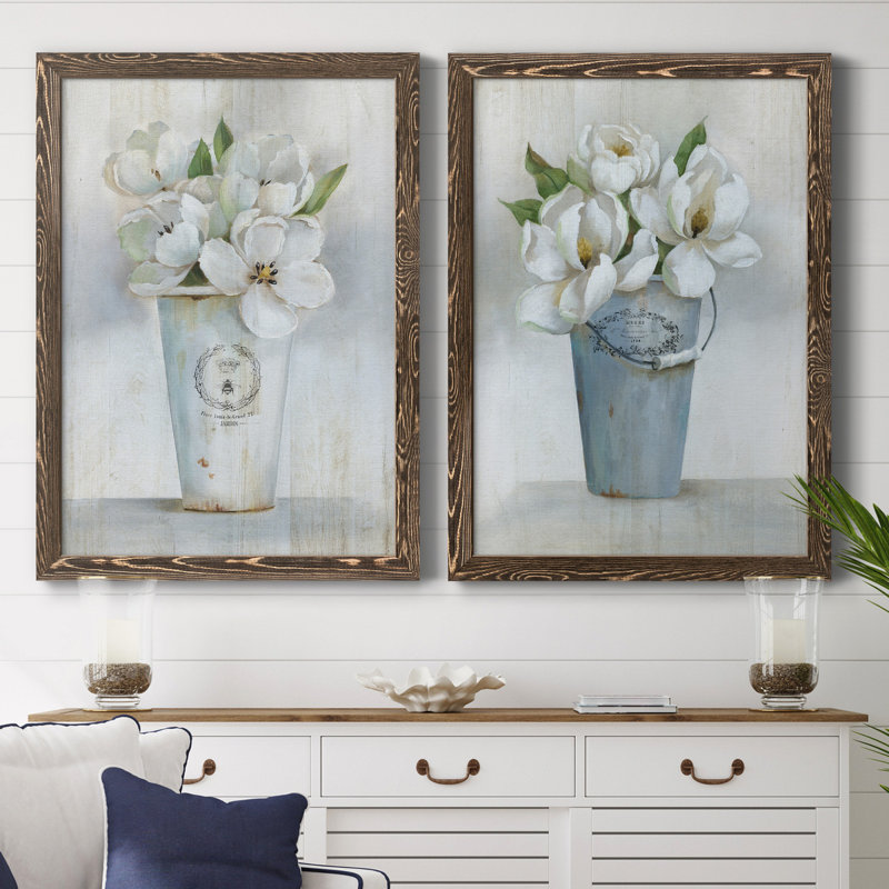 Fleuriste Francais I - ensemble de 2 reproductions d'art, H 44 po x l 31 po x P 1 po, Toile avec cadre en noyer, Pas de tapis