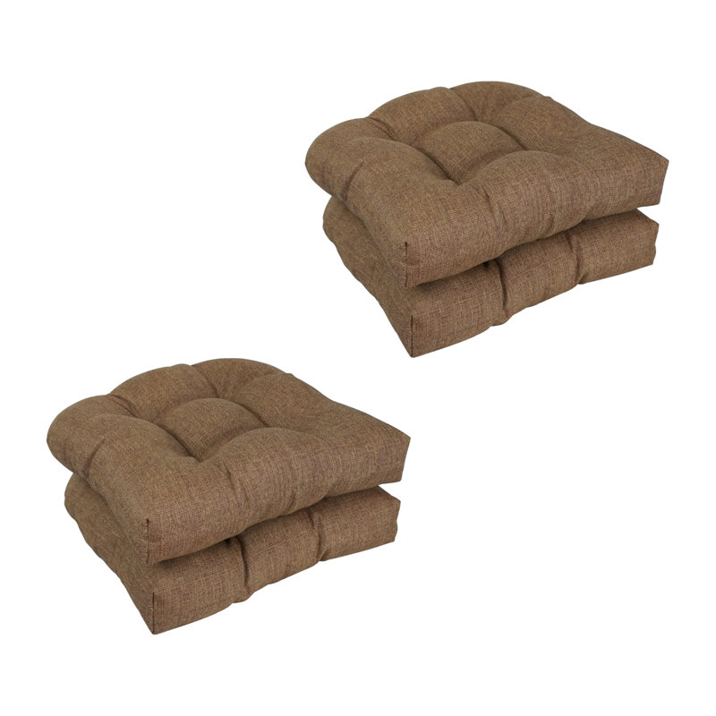 19-Inch Rounded Back Woven Olefin Outdoor Chair Cushions  (Set Of 4), Brown
