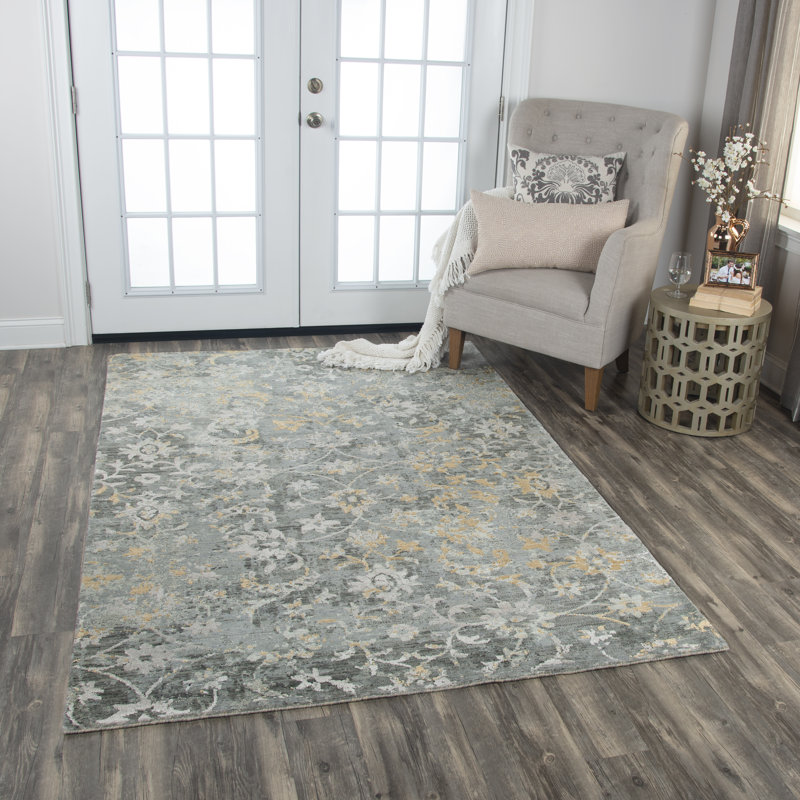 Tapis gris/beige/blanc cassé tissé à la machine électrique Donat, Tapis de couloir 2 pi 6 po x 8 pi