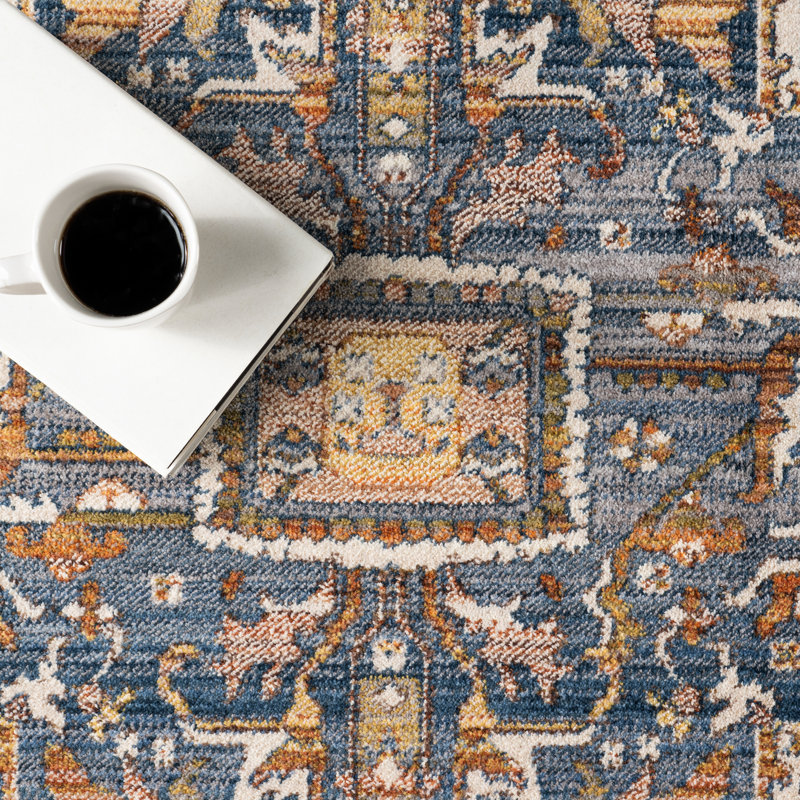 Tapis oriental traditionnel rouille, brique et bleu marine à motif de médaillon Windmere, Rectangle 2 pi x 3 pi