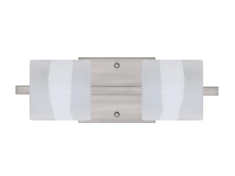 Éclairage pour meuble-lavabo 2 lumières Marquard, Nickel satiné, Opale givrée