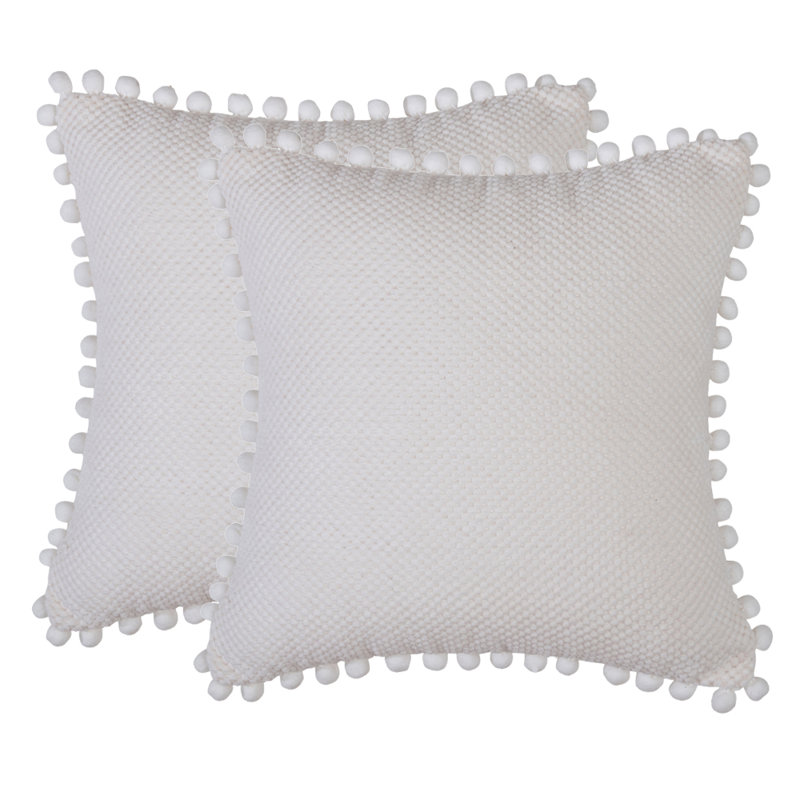  Coussin décoratif, Housse de coussin seulement - sans coussin, 18 po x 18 po, Crème, crème