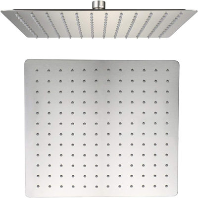 Pomme de douche à pluie 12 pouces, pomme de douche carrée ultra mince en acier inoxydable 304