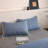 Linen Cotton Blend Bedding Set with Tassel Trim(Dark Blue,Queen)-116782342-116782344