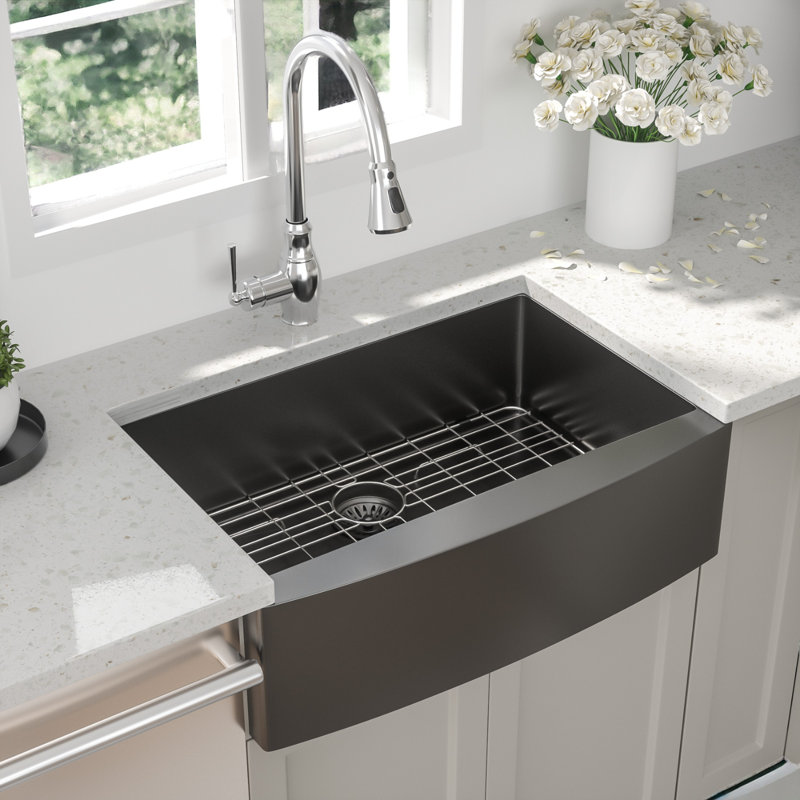 Évier de cuisine en acier inoxydable à tablier simple 30 po L