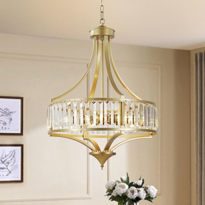 Lustre en cristal Modern Farmhouse - Luminaire suspendu antique 5 lumières pour la salle à manger, le salon, la chambre à coucher, le vestibule, l'îlot de cuisine, le vestibule - hauteur réglable, à intensité variable, installation facile