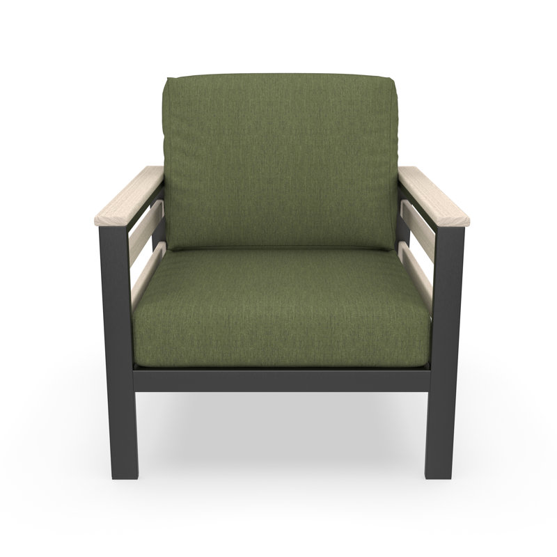 Chaise de patio avec coussins Sunbrella® Townsend, Toile fougère Sunbrella, Blanc