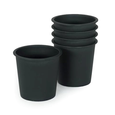 8" Round Nursery Plant Pot - 5 Plastic Pots With Drainage. Polypropylene. , Crack- & Fade . Black. For Planting And Storage For 5 , All-Weather , Ideal