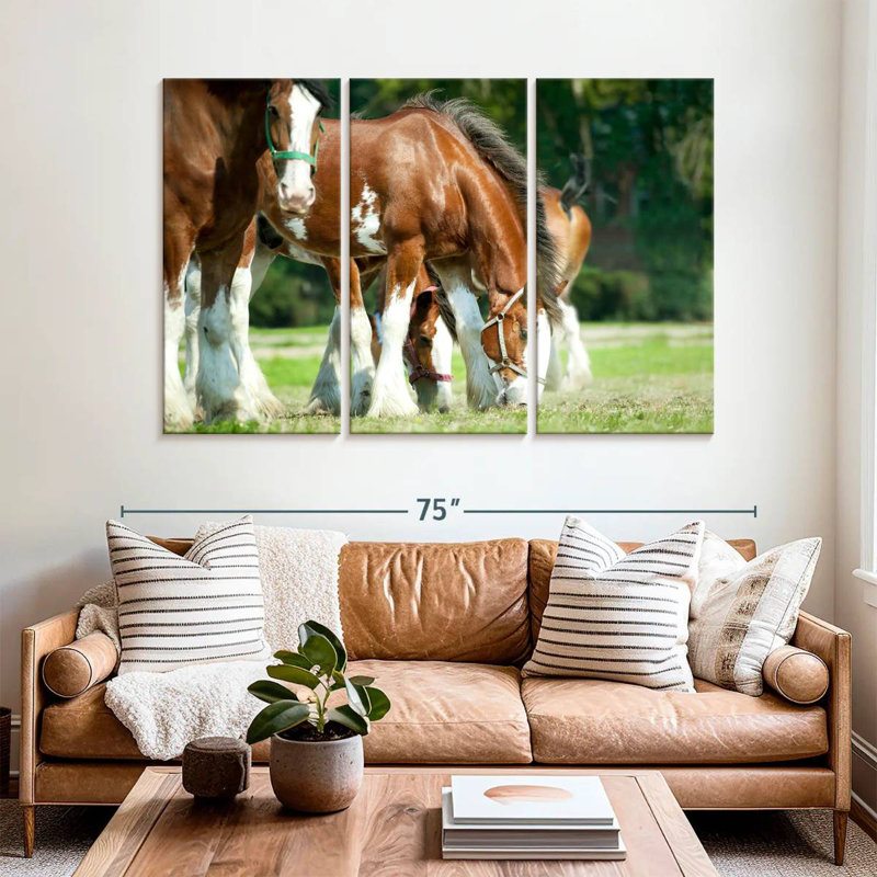 Chevaux Clydesdale, H 42 po x l 65 po