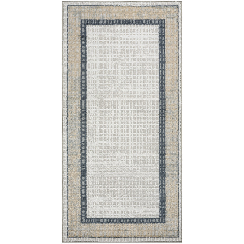 Leuchte Grey Navy Modern Indoor Rug, Runner 2' x 4'
