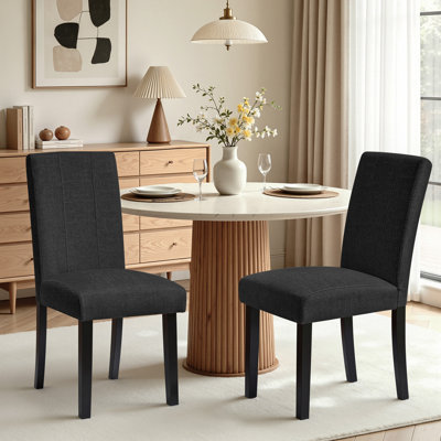 Upholstered Dining Chairs Fabric Parsons Chairs with Solid Wood Legs (Set of 2)