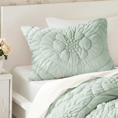 3 literie double / grand, sauge, édredon floral avec texture gonflée, tricot pour toutes les saisons, floral élégant et confort, lavable à la machine