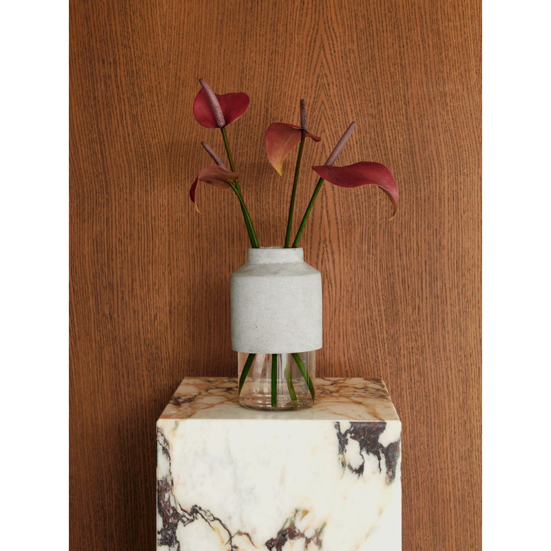 Plinth End Table, Calacatta Viola, 20.1" H x 11.8" W x 11.8" D
