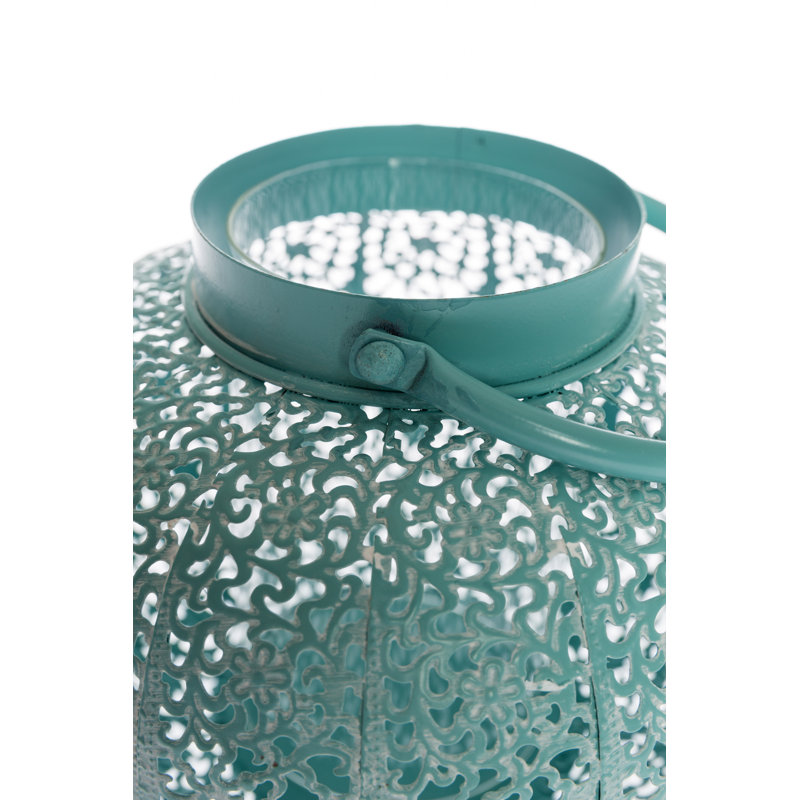 Metal Tealight Holder, Blue, 16cm H x 23cm W x 23cm D