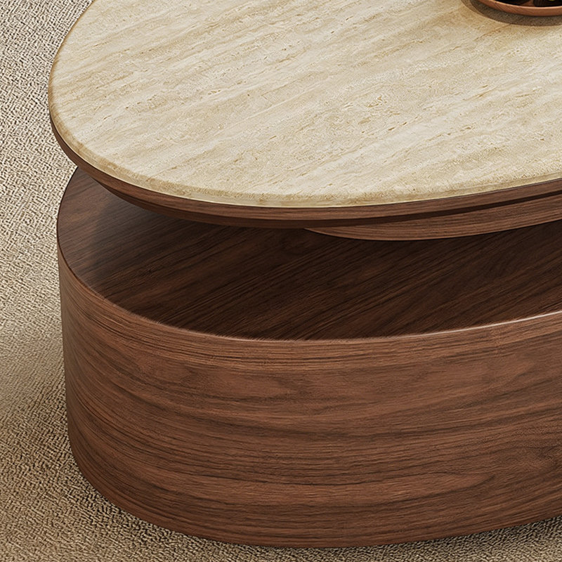 Table basse rétro avec rangement ovale, H 15,74 po x l 43,3 po x P 25,59 po