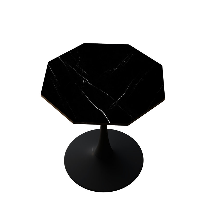 Table octogonale en marbre noir avec base en métal Berkshire