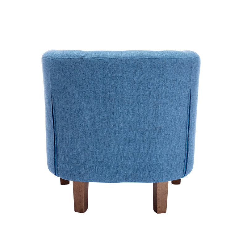 Cecille Barrel Accent Chair with Rubberwood Legs, Blue