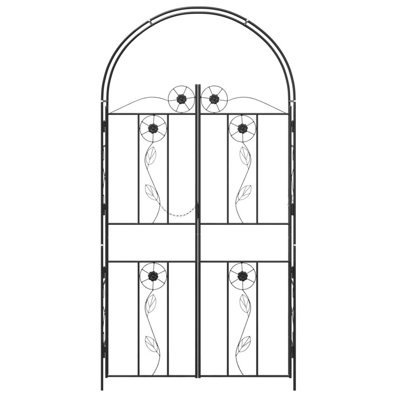 115cm W x 37cm D Steel Arbour, Black