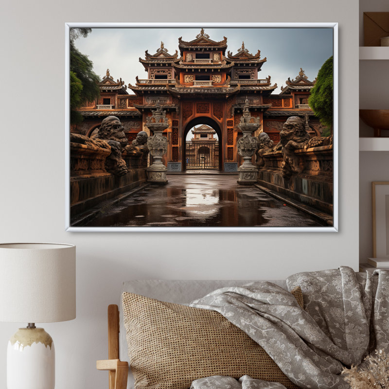 «Vietnam Hue Imperial City II», reproduction sur toile, H 34 po x l 44 po x P 1,5 po, Cadre flottant blanc