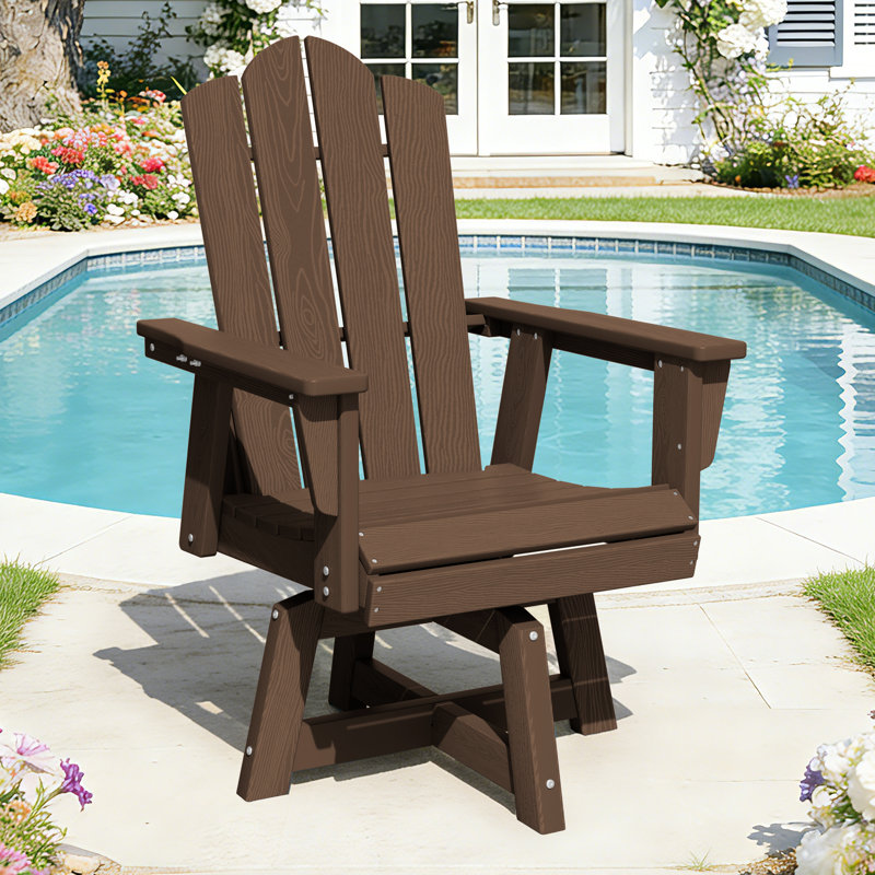 Chaise Adirondack pivotante en plastique brun en PEHD (ensemble de 6), Brun