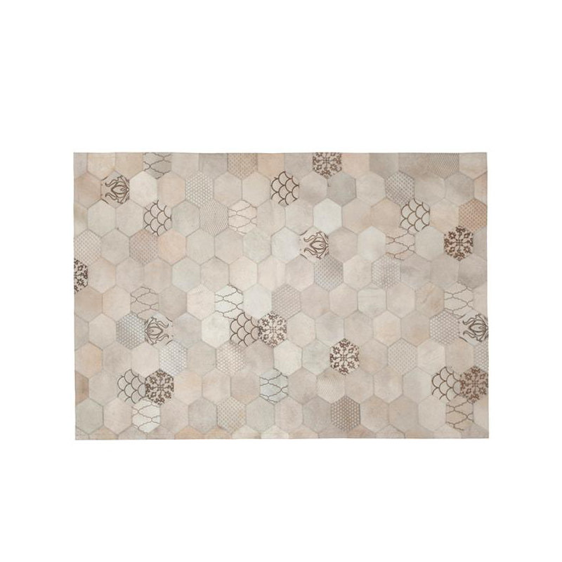 Tapis crème en cuir de vache Art Hide, Rectangle 9 pi x 12 pi