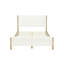 Grand lit capitonné moderne blanc avec pieds en bois d'hévéa - tissu texturé doux, élégant et durable-435968989