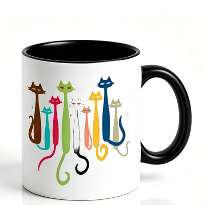 1pc Mug Suitable for Home & Office - Slender Cat-Themed Kitten Cup with Kitten Design, Suitable for Hot/ Beverages.
