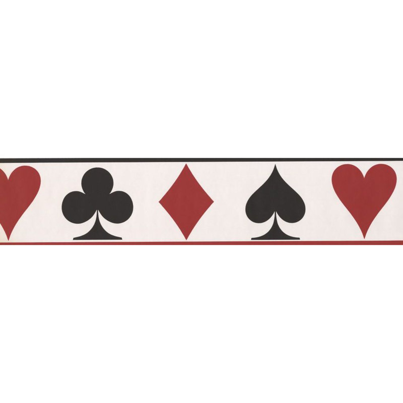 Jalissa Casino Diamond Spade 15' L x 5" W Wallpaper Border, 15' L x 5.5" W