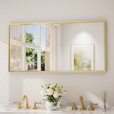 Miroir de salle de bain avec cadre en aluminium et verre trempé
