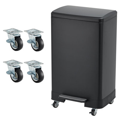 60L Black Stainless Steel Kitchen Step Trash Can