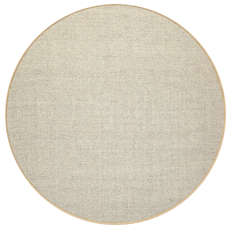 Tapis texturé contemporain ivoire en laine tissé à la main 5 x 5, Ivory/Grey, Round 5'