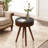 Round Side Table with Solid Wood Legs – Brown & Black, 15.7"