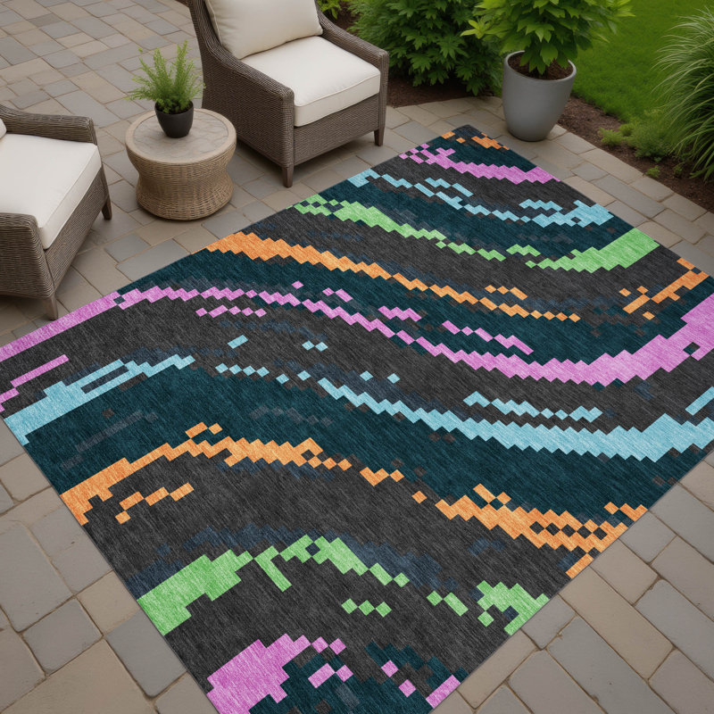 Tapis intérieur / extérieur lavable à la machine pour enfants ACN2828, Graphite, 9 pi x 12 pi