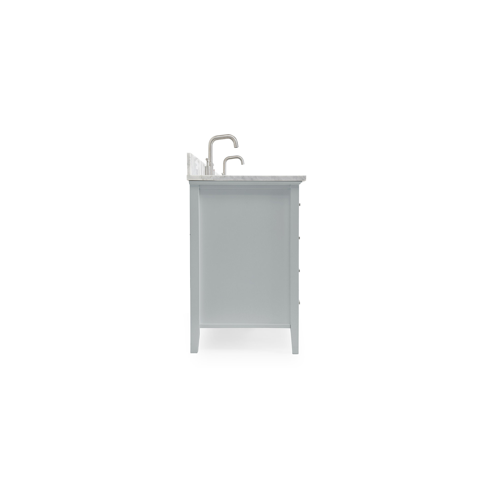 73'' Double Bathroom Vanity, Gray, 61", Rectangular