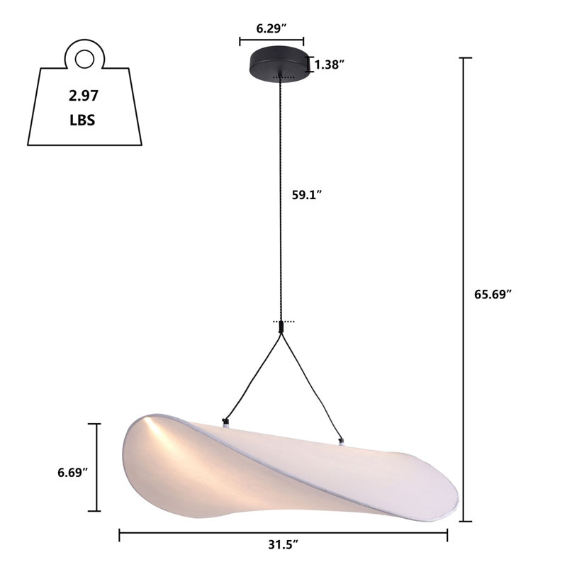 Luminaire suspendu en tissu Bianca