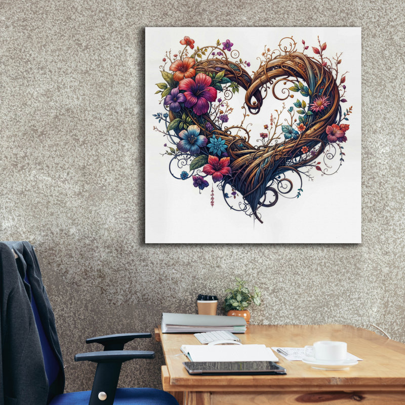  «Heart Blooms Again 2» par Rey Klimt, art mural sur toile, 37 po x 37 po, H 37 po x l 37 po