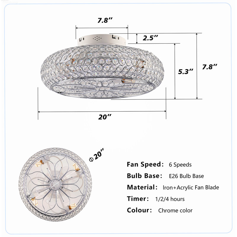 Flush Mount Ceiling Fan with Light Caged Farmhouse 6-Speed Reversible DC Motor with Remote Matte White, Model B