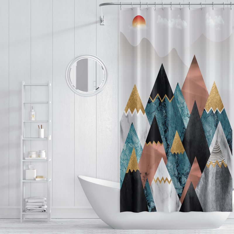 Rideau de douche simple + crochets, H 83 po x l 70 po