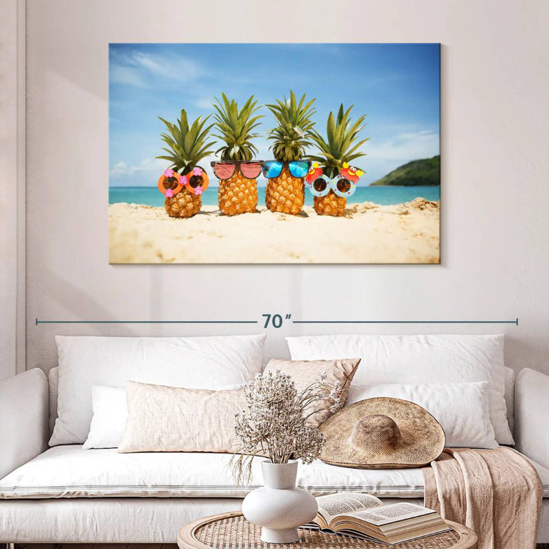 Yarlin Summer Beach Pineapples, 32" H x 48" W