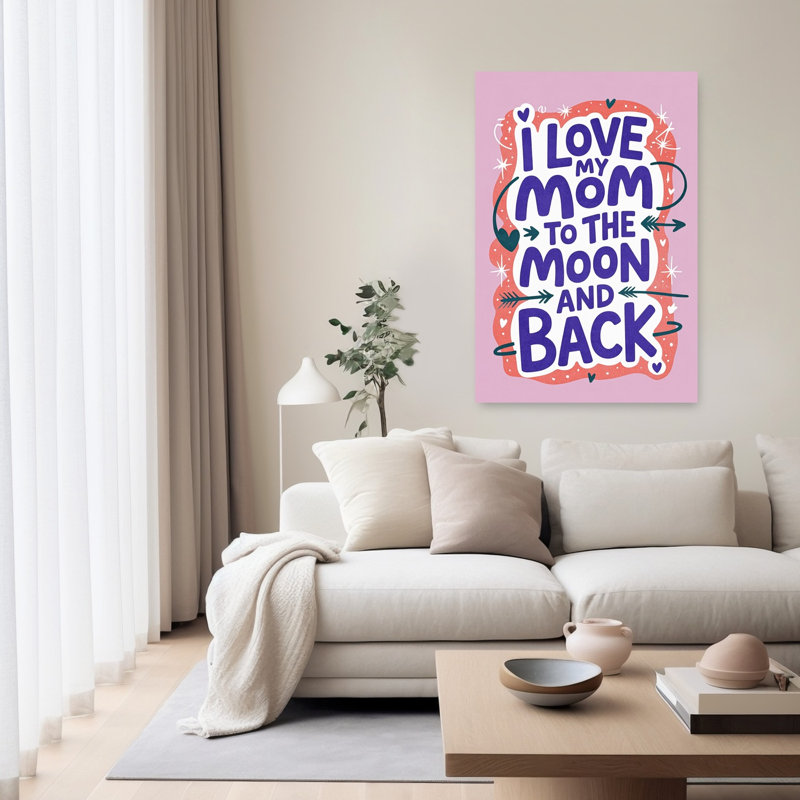Love Mom To The Moon Playful Abstract Contemporary Landscape Nature Wall Art Print, 152.4cm H x 101.6cm W