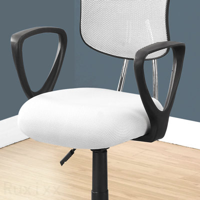 White Mesh Black Metal Juvenile Office Chair, Adjustable Height, Swivel, Ergonomic, Armrests, Computer Desk Work, Contemporary Modern