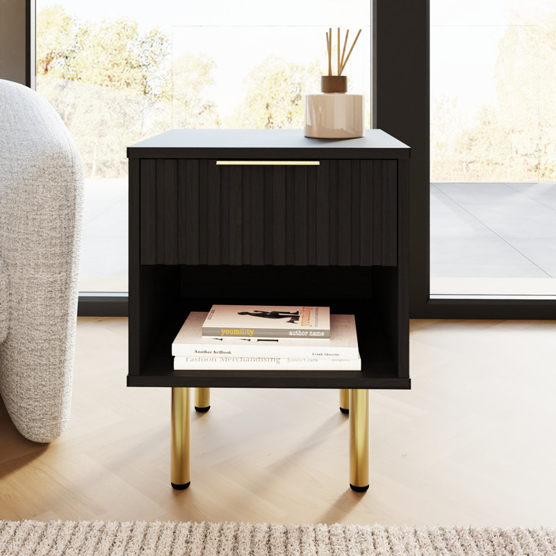 Nervata Living End Table, Black, Gold