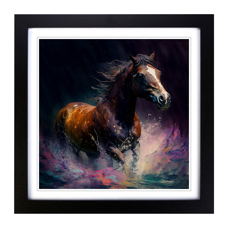 Horse Impressionism - Framed Print, Black