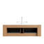 Meuble-lavabo 48 po avec lavabo rond transparent, armoire en bois naturel rayé 3D, 2 tiroirs, facile à installer