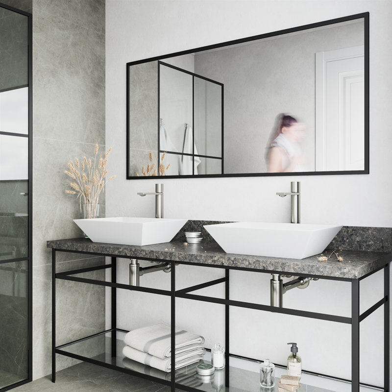 Lavabo de salle de bain vasque rectangulaire en céramique blanche avec robinet Vinca