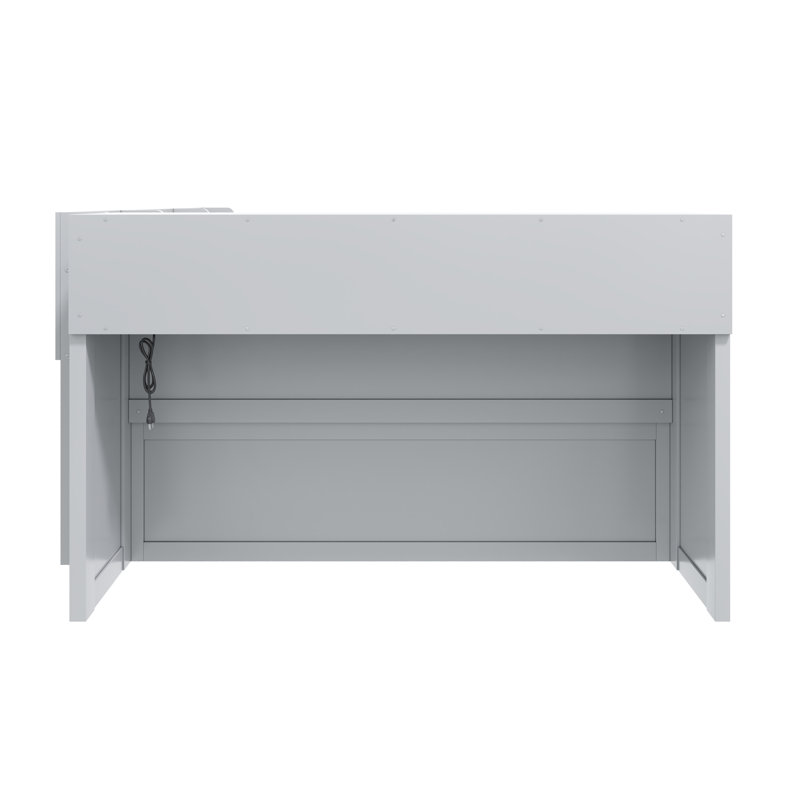 Lit de jour double avec armoires de rangement, range-chaussures et ports de chargement USB - Lit en bois peu encombrant, gris