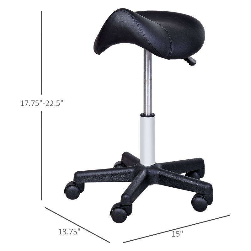 Tabouret à roulettes noir, hauteur réglable, similicuir ergonomique pour une performance efficace en spa, salon, massage, fauteuil de bureau pivotant en cuir