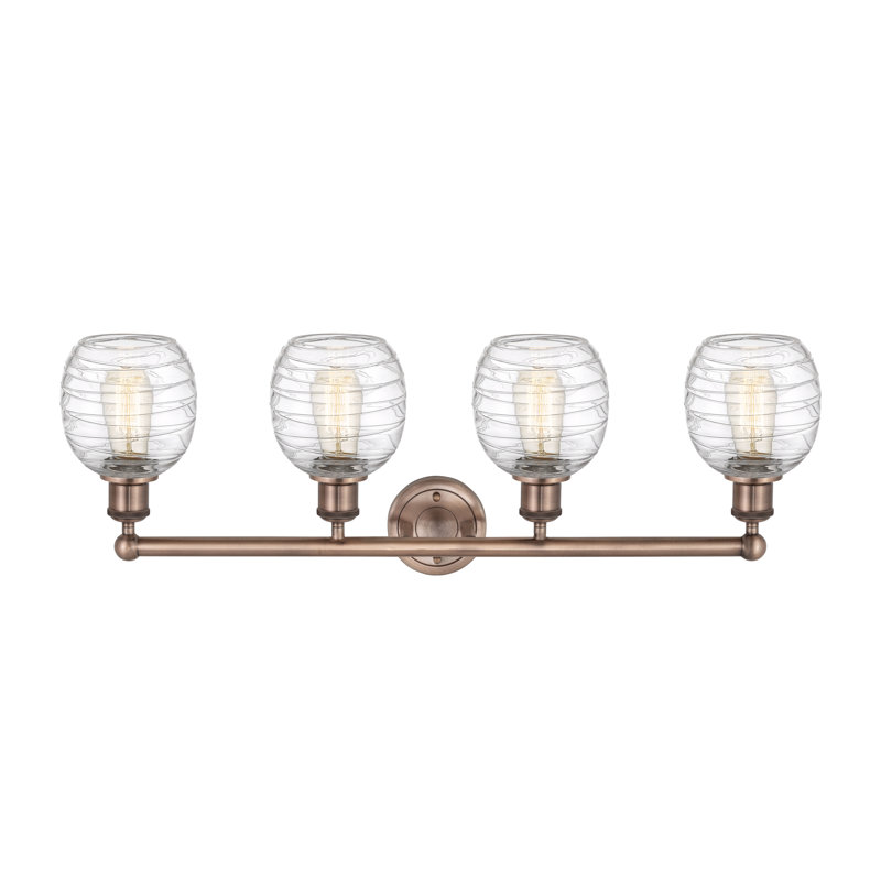 Éclairage pour meuble-lavabo 4 lumières Carlucci, Déco tourbillon, Cuivre antique