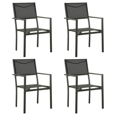 Patio Chair Outdoor Seating Patio Furniture PVC-coated polyester and Steel Black by Latitude Run